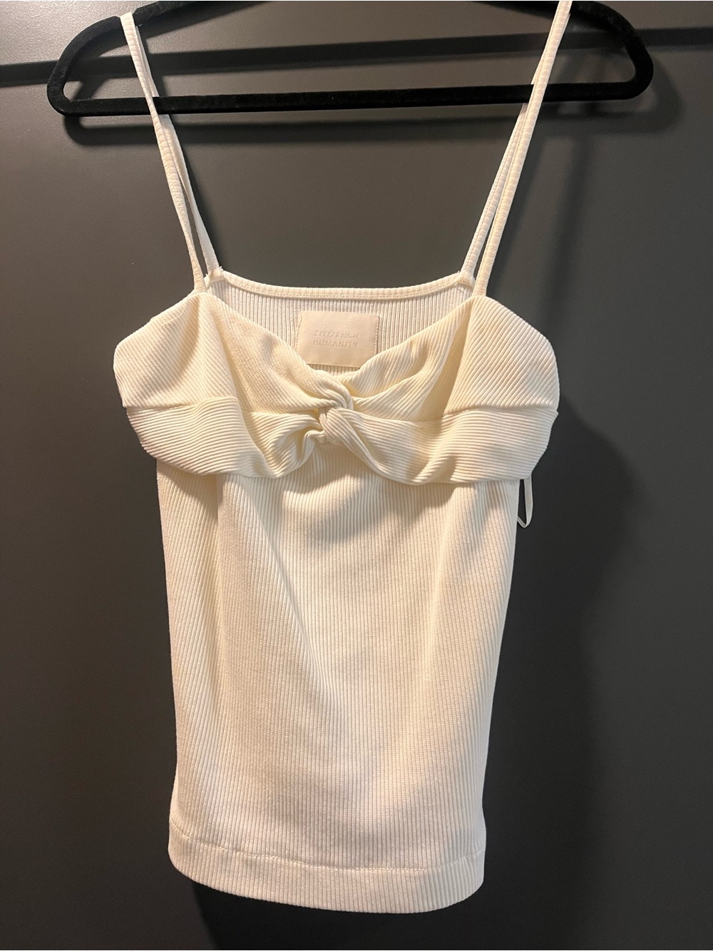 Citizens Of Humanity Cream Ribbed Knot-Front tank